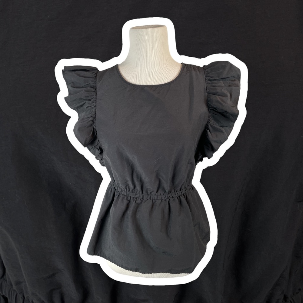 Aware by Vero Moda Ruffled Flutter Sleeved Organic Cotton Blouse